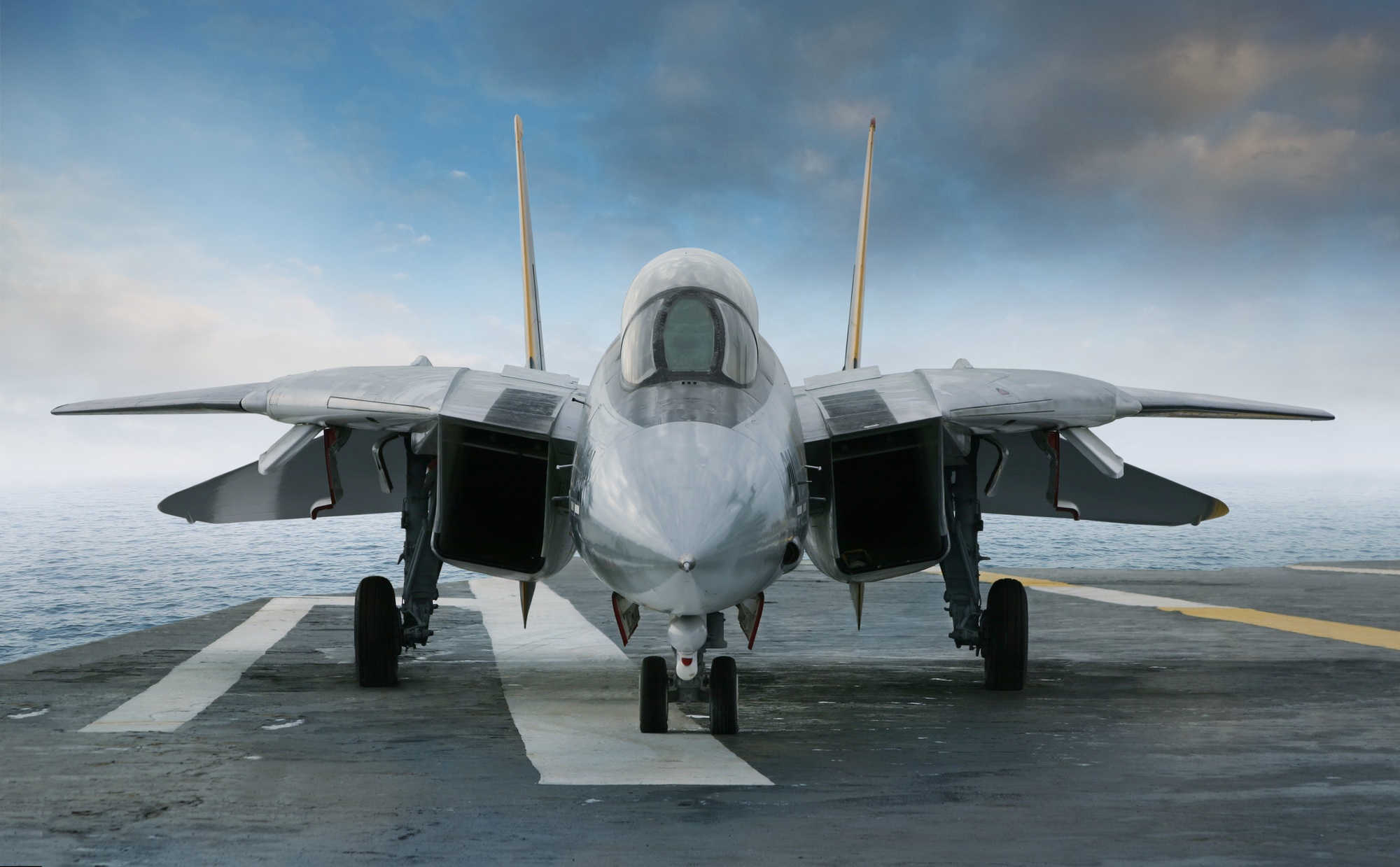 F-14 Tomcat Fighter on the Deck of a Carrier