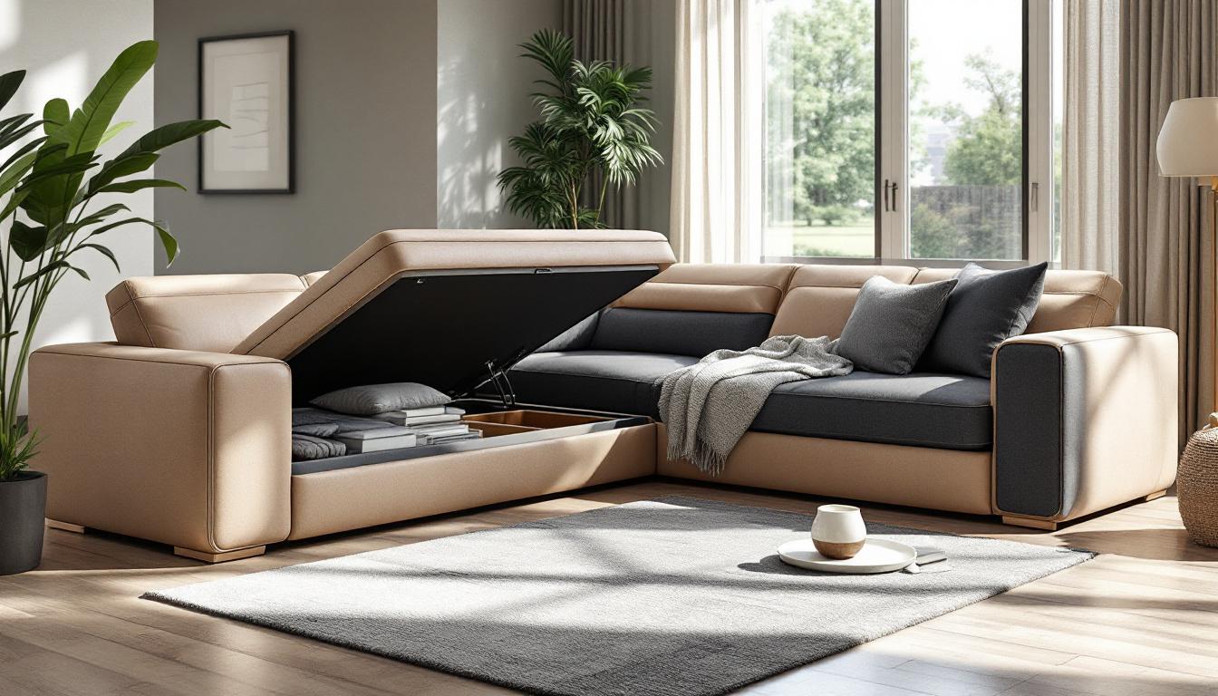 découvrez les matériaux parfaits pour un canapé d'angle convertible alliant durabilité et esthétique, avec un coffre de rangement pratique.